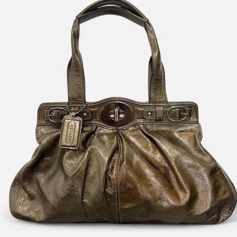 SOLD‼️‼️‼️ Coach 13915 Garnet Patent Turnlock Gunmetal Satchel